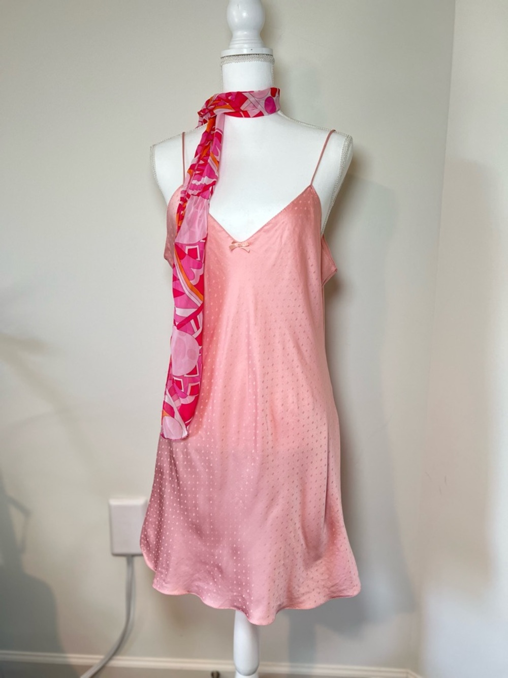 Victoria’s Secret Vintage 70-80s Rare Pink Slip Dress Bow Soft Girl Coquette 🎀💎